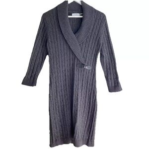 Calvin Klein Sweater Dress Charcoal Gray Chunky Knit